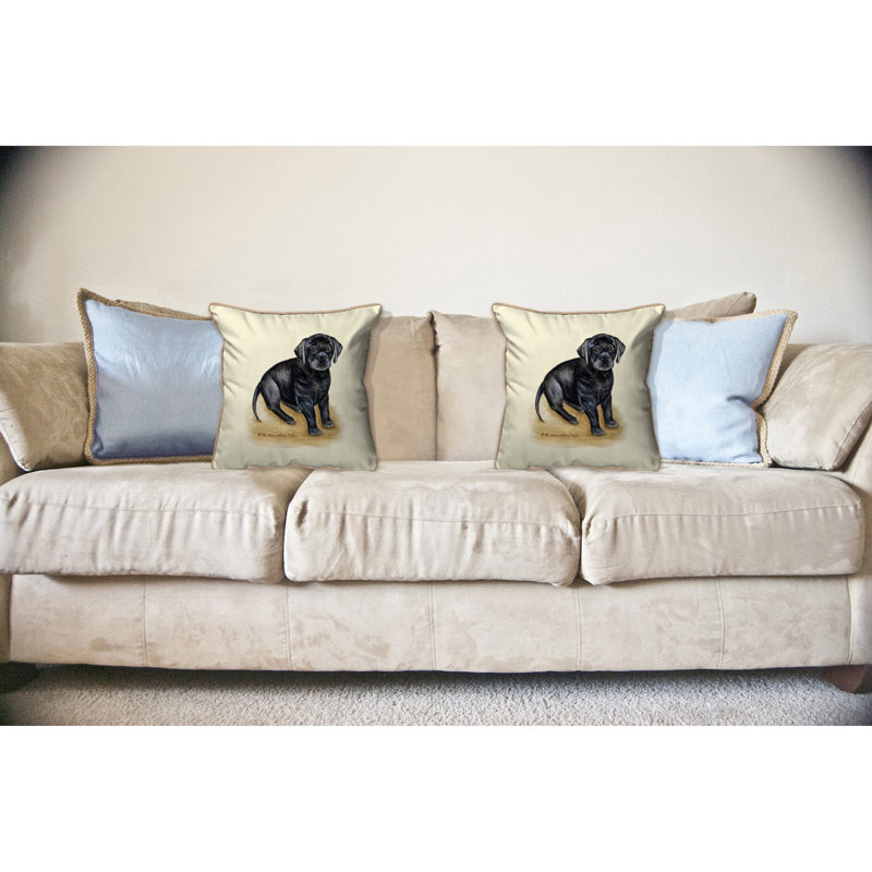 Coussin intérieur/extérieur noir lab chiot Lodge