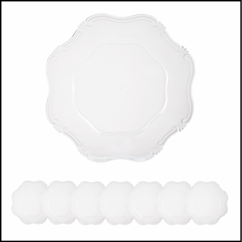 Paquet de 8 assiettes de présentation en plastique, P 13 po, Clair