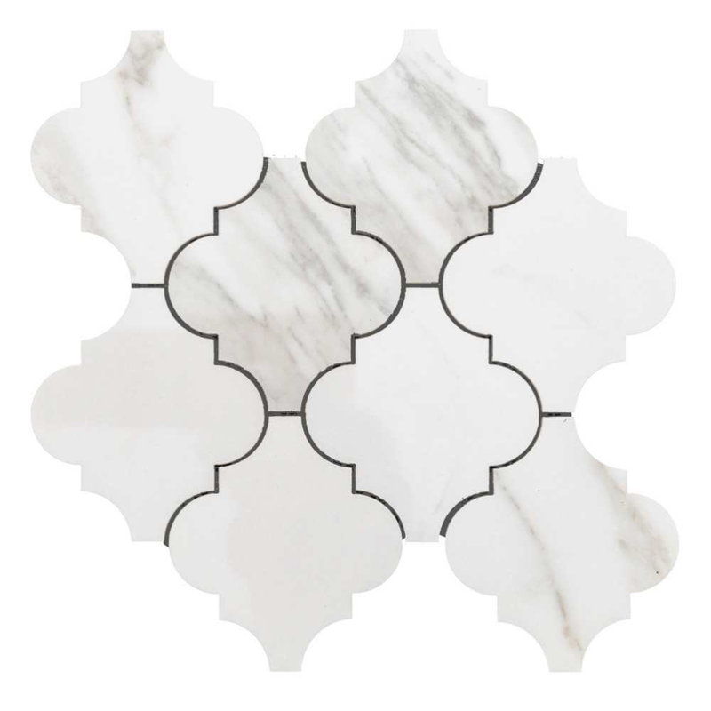 Stately Arabesque 11" x 12" Porcelain Marble Look Wall & Floor Tile, Gold