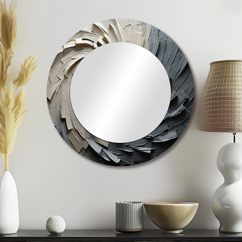 Miroir mural Seryn Gray Beige Meditation, 23 po x 23 po