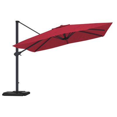 10FT Square Cantilever Patio Umbrella In Red