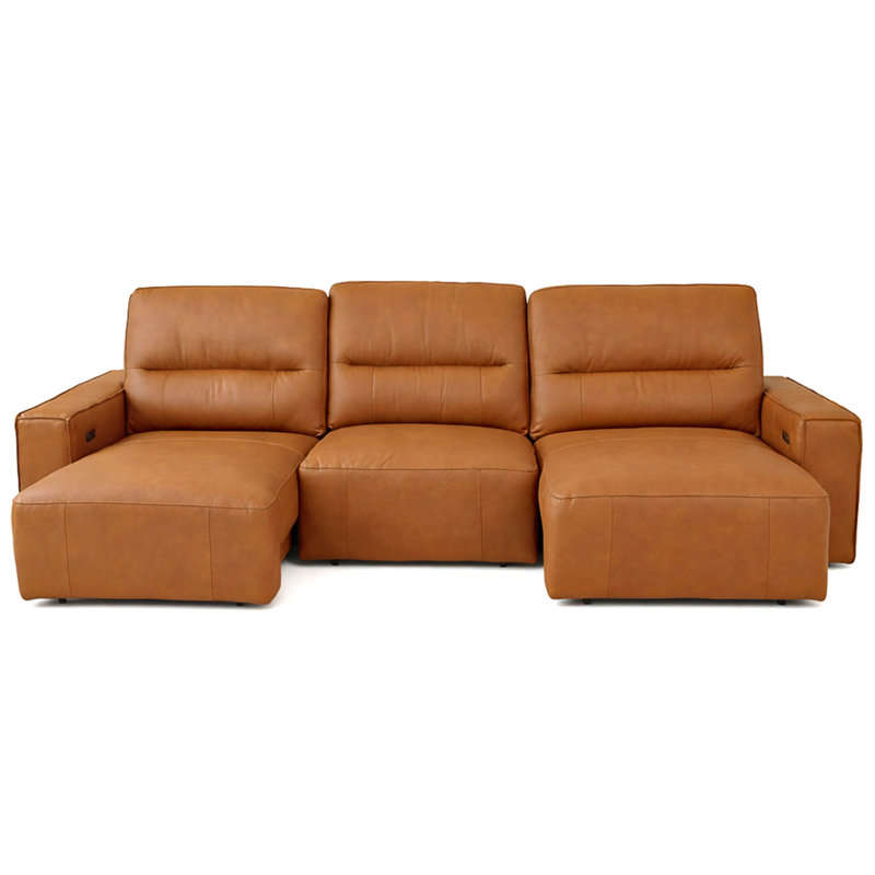 Asthon Multi-Functional Triple Electric Convertible Genuine Leather Slider Sofa
