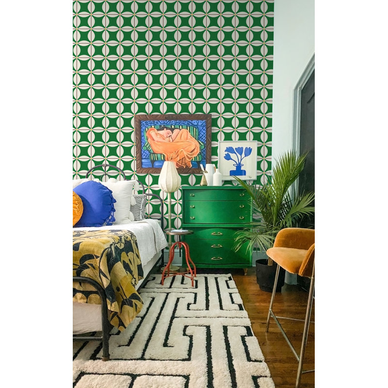 Traveler Tile Wallpaper, Non-Pasted, Kelly Green