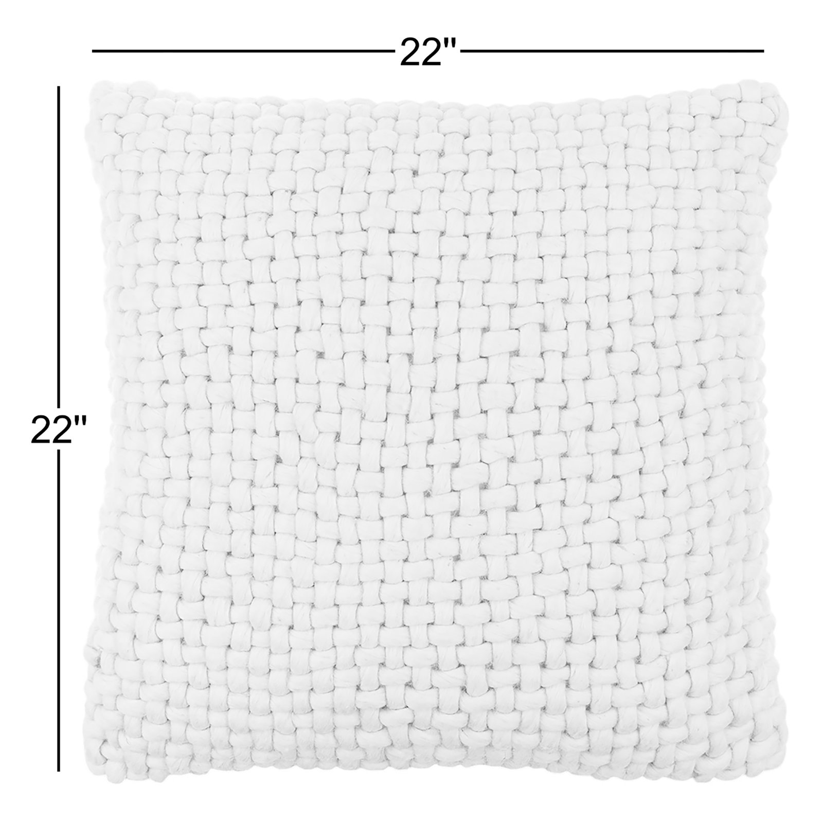 Belel Wool, Cotton Throw Pillow, Cream, Down, 22" x 22"