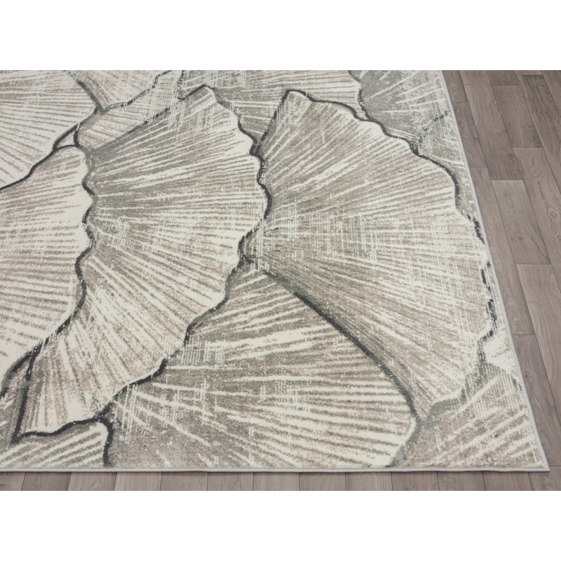 Tapis gris à motif abstrait Bjartur, Rectangle 6 pi x 9 pi