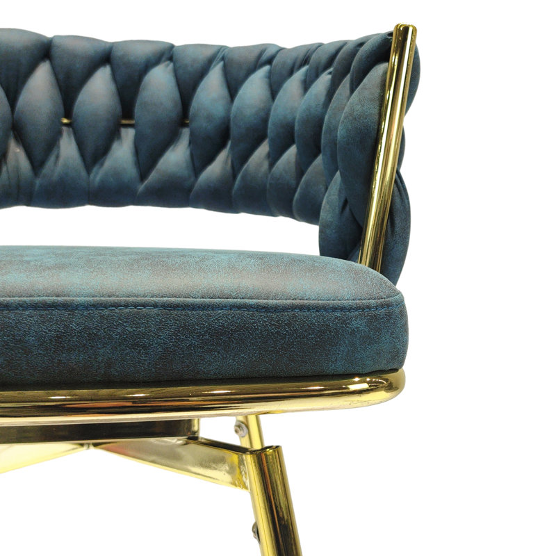 Chaise de bar moderne et élégante, Bleu, Doré