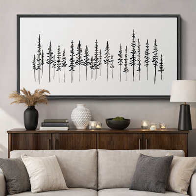 Minimal Botanical " Minimalist Pine Tree Silhouette Monochrome Forest Modern Art Calm Warm Extra Large Pictures "