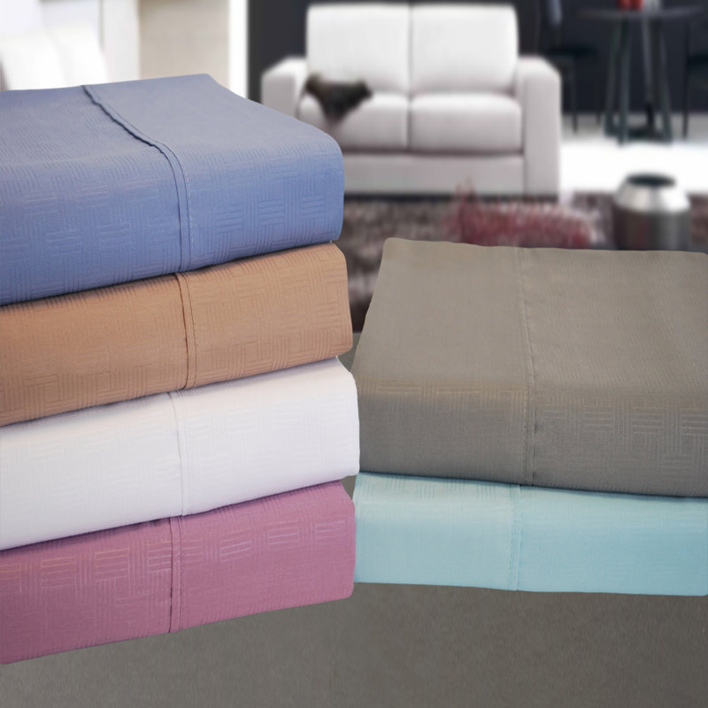 Soft Basketweave 100% Brushed Microfiber Wrinkle-Resistant Deep Pocket Sheet Set, King, Lavender
