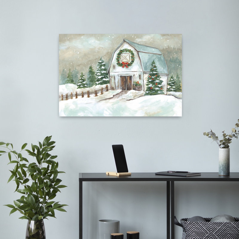 Arbre de Noël contemporain avec grange, H 24 po x l 16 po