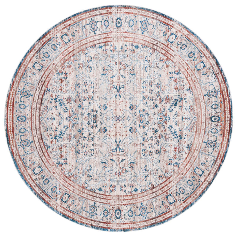 Tapis persan rétro beige / rouille 427, Rond 6 pi 7 po