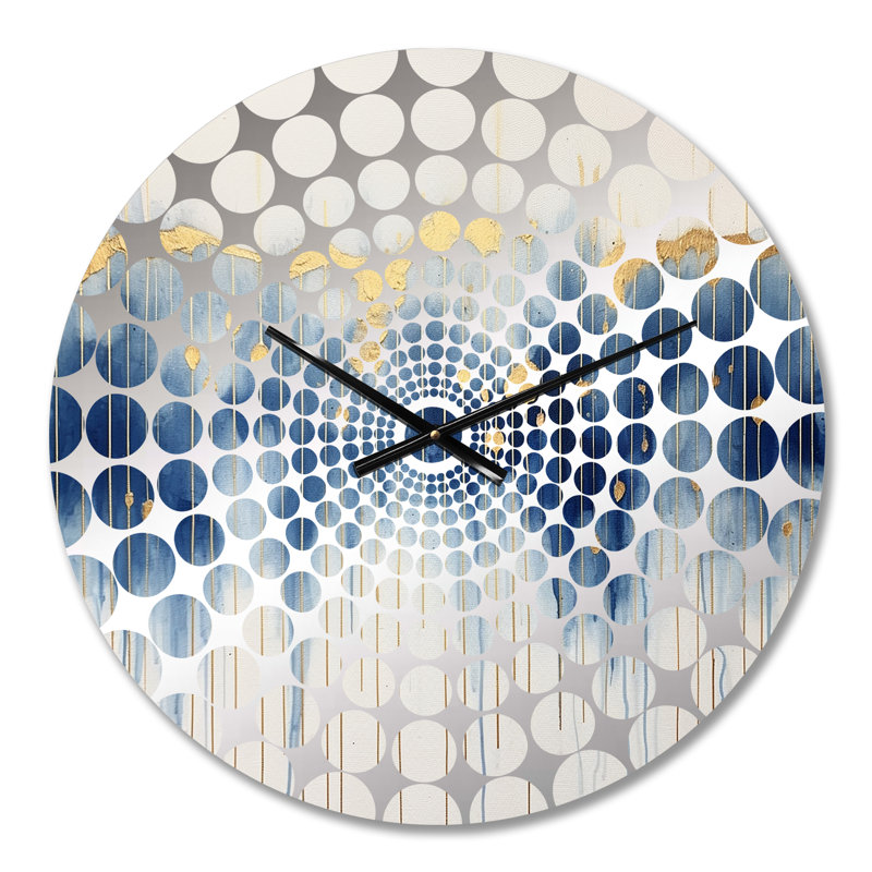 Tapisserie azur abstraite or et bleu V - peinture abstraite horloge murale, Petit