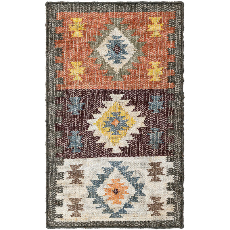  Tapis en jute tissé à la main Dyuti Kala, Rectangle 2 pi x 3 pi 1 po