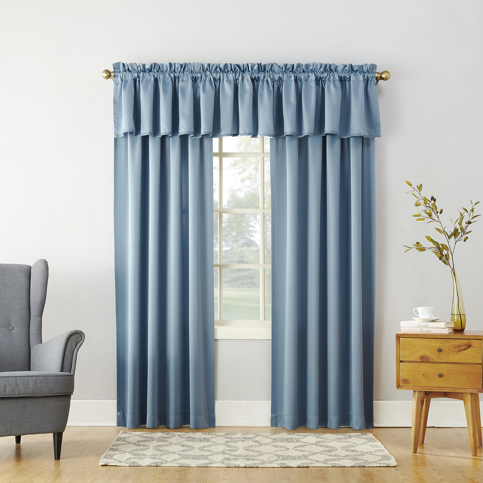 Wayfair Basics® Thermal Room Darkening Rod Pocket Curtain Panel, 54" W x 63" L, Vintage Blue