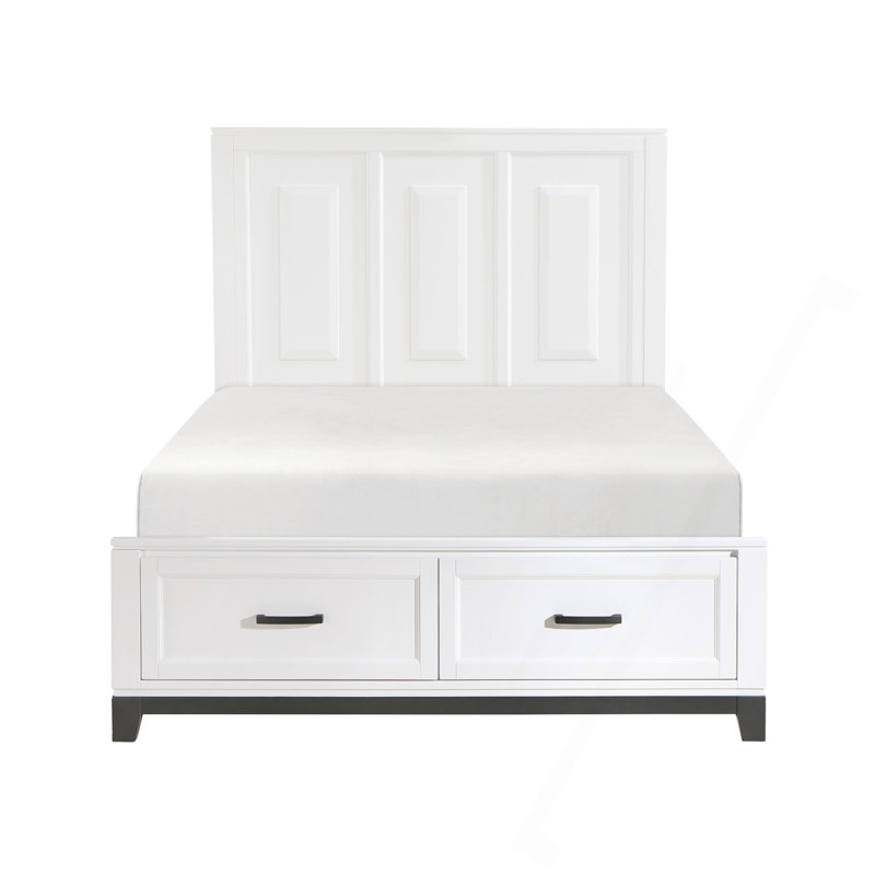 Lit plateforme grand blanc avec tiroirs de rangement et meubles de chambre à coucher en bois 1pc, Grand lit