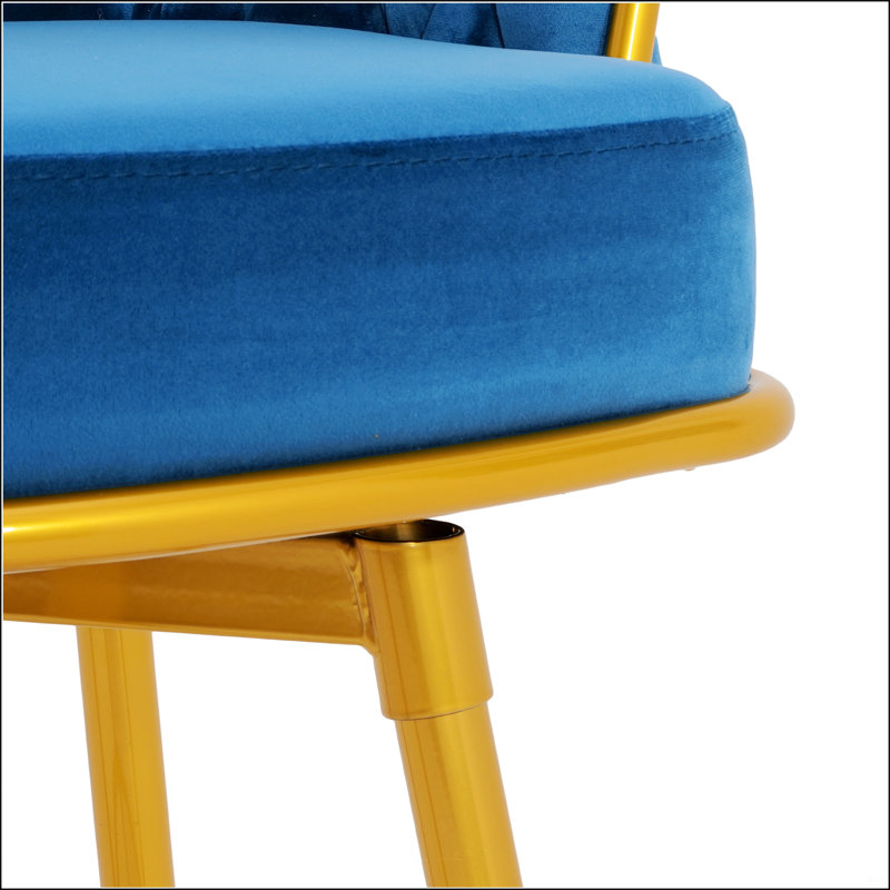 Cecilia  Upholstered Swivel Bar Stool, Blue
