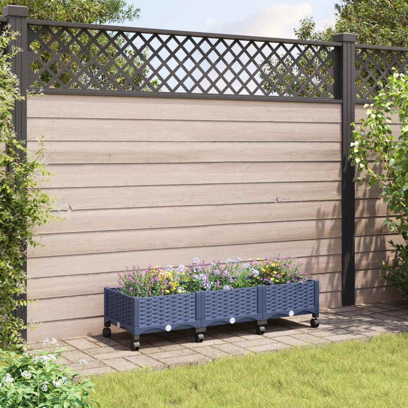 Elevated Planter, 33cm H x 120cm W x 40cm D, Blue Grey