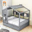Lit en bois avec lit gigogne simple et tablettes de rangement-137464974-137464975