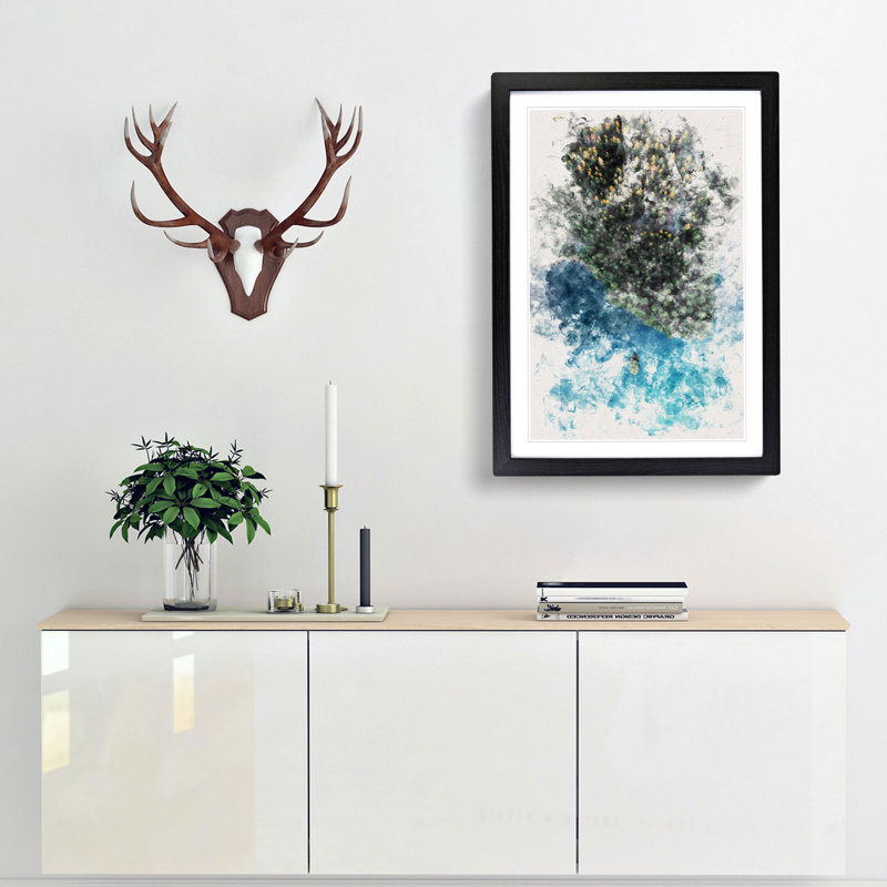 Forest by the Lake - Picture Frame Painting Print, 45cm H x 33cm W x 2cm D, Black Framed