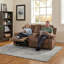 Fauteuil inclinable manuel pour le salon, causeuse inclinable de 68 po pour la maison, causeuse en velours côtelé avec porte-gobelets et console de rangement (brun)