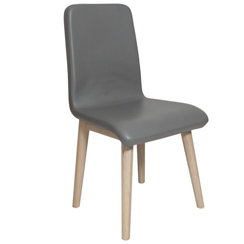 Huntsville 47cm H Fabric Upholstered Side Chair, Grey, Light Oak