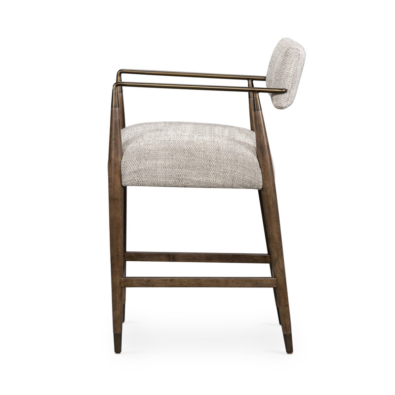 Waldon Stool, Thames Coal/Polyester Blend, Counter Stool (27.68" Seat Height), Sierra Brown/Aged Bronze