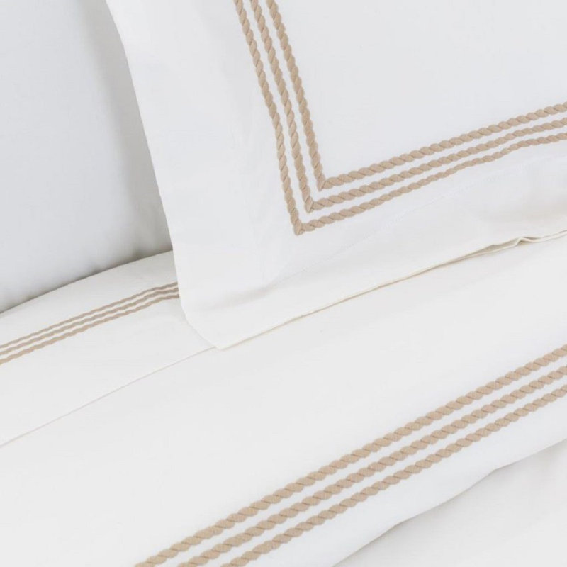Taie décorative d’oreiller Janay, Boudoir, Taupe/blanc