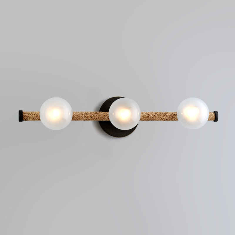 Meuble-lavaboe à lumière de bronze/naturel 3 lumières à luminosité classique 