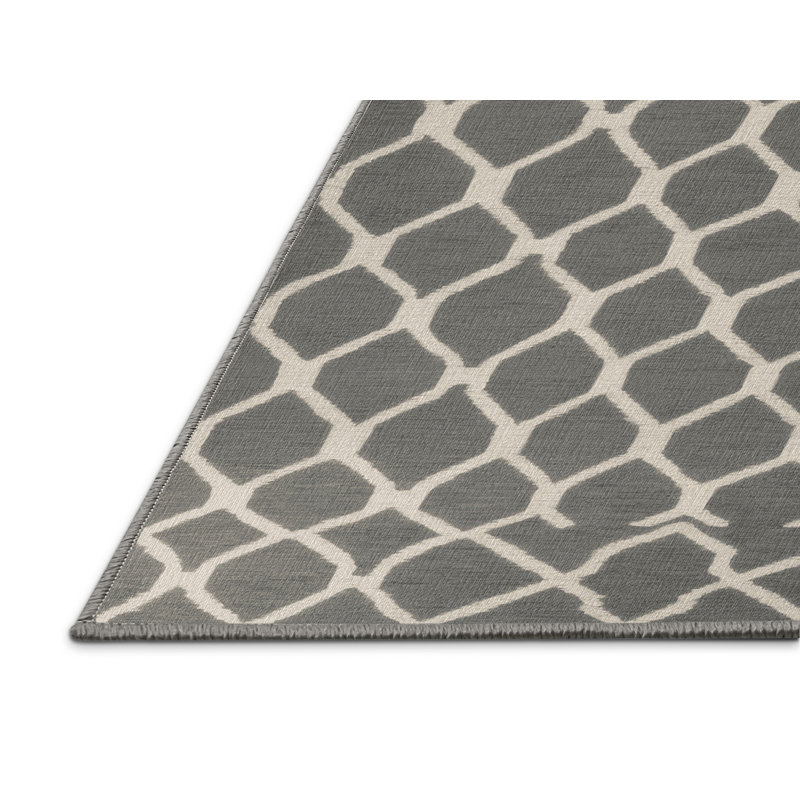 Tapis gris en treillis lavable à la machine, Carré 4 pi