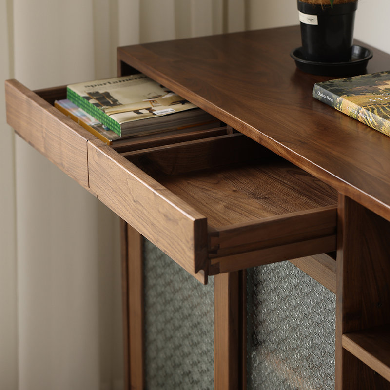 Black Walnut Solid Wood Vintage Storage Cabinet