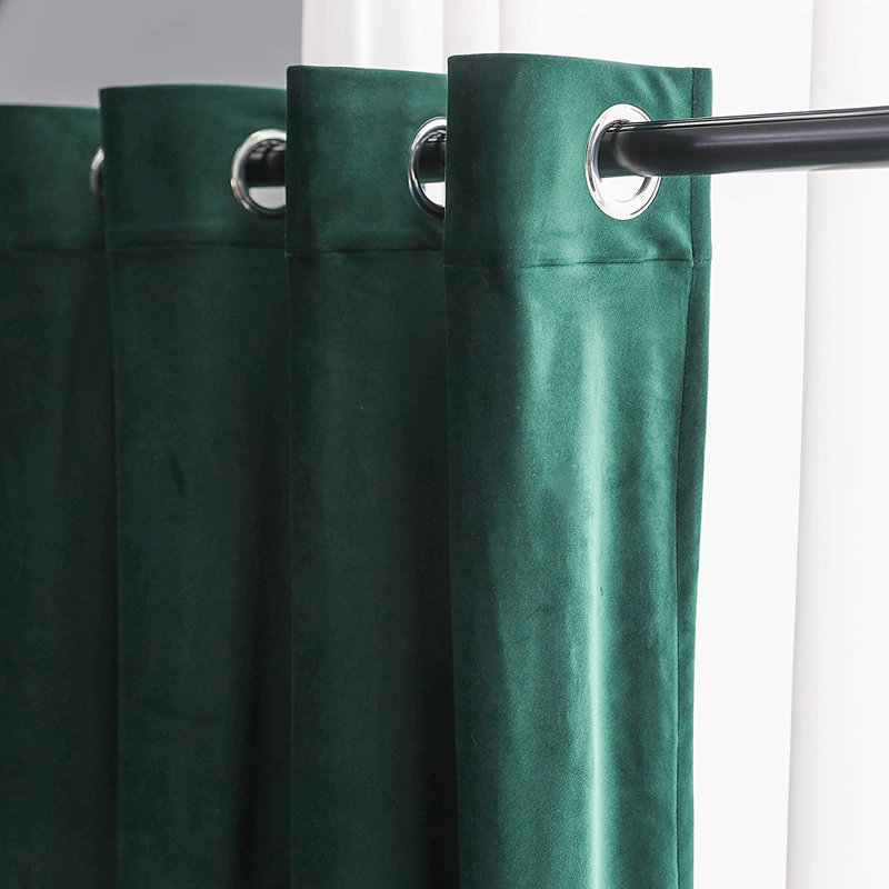 Room Darkening Curtain Pair, Dark Green, 52" W x 108" L