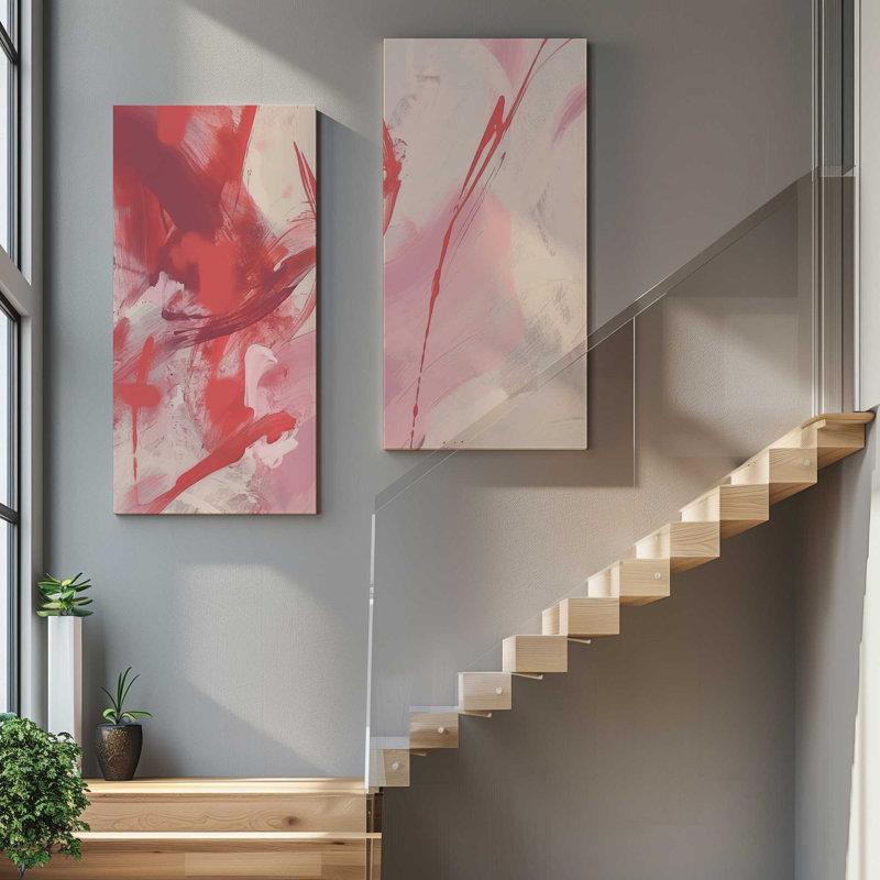 Rosy Rhapsody v1 | Impression sur toile 2 panneaux | Dimensions combinées de 72 po x 72 po, H 48 po x l 48 po