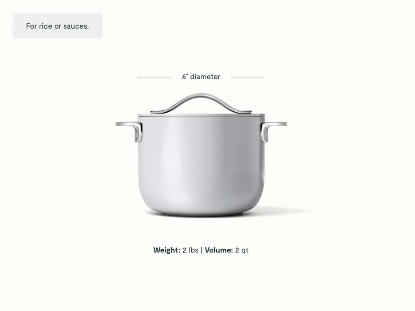 Caraway Ceramic Non-Stick Petite Cooker, 2 quarts, Gray