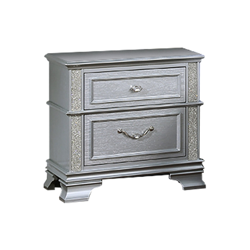 Table de chevet 2 tiroirs Modern Silver Grey