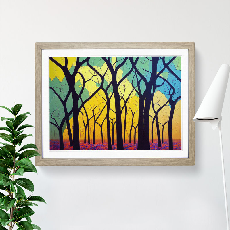 Spring Forest Art Abstract Vol.1 - Framed Print, 46cm H x 64cm W x 2cm D, Oak Framed