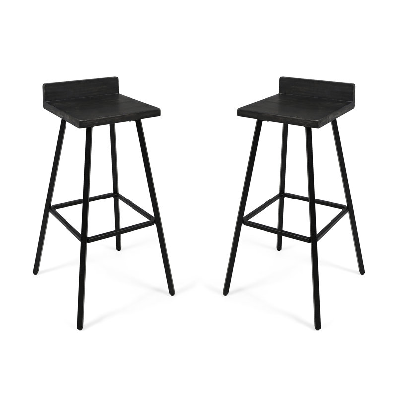 Chic tabourets de bar en bois - siège carré et pieds fuselés faits à la main 2 sièges