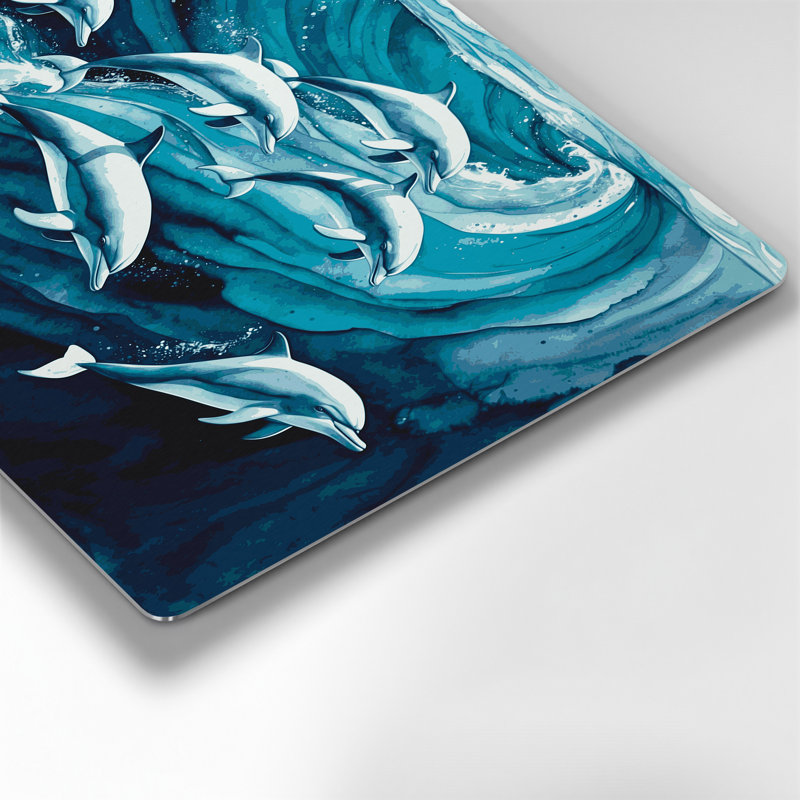 Art mural en métal "Dauphins nautiques", H 20 po x l 24 po