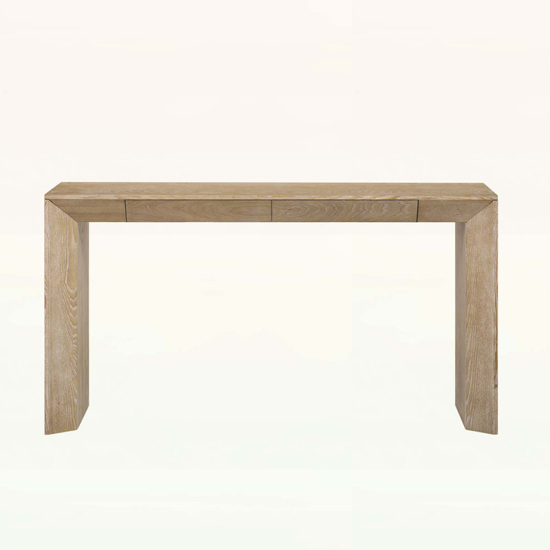 Modern Farmhouse Console Table with 2 Concealed Drawers,Waterfall Design for Living Room, Natural