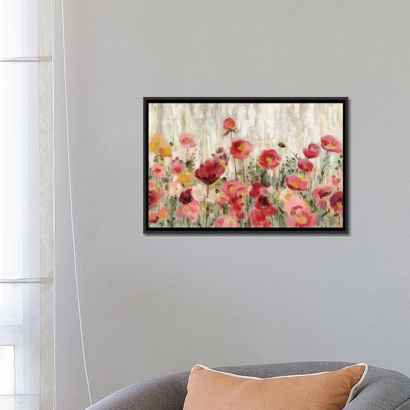 " Sprinkled Flowers " by Silvia Vassileva, 18" H x 26" W x 1.5" D, Black Framed Canvas, No Mat