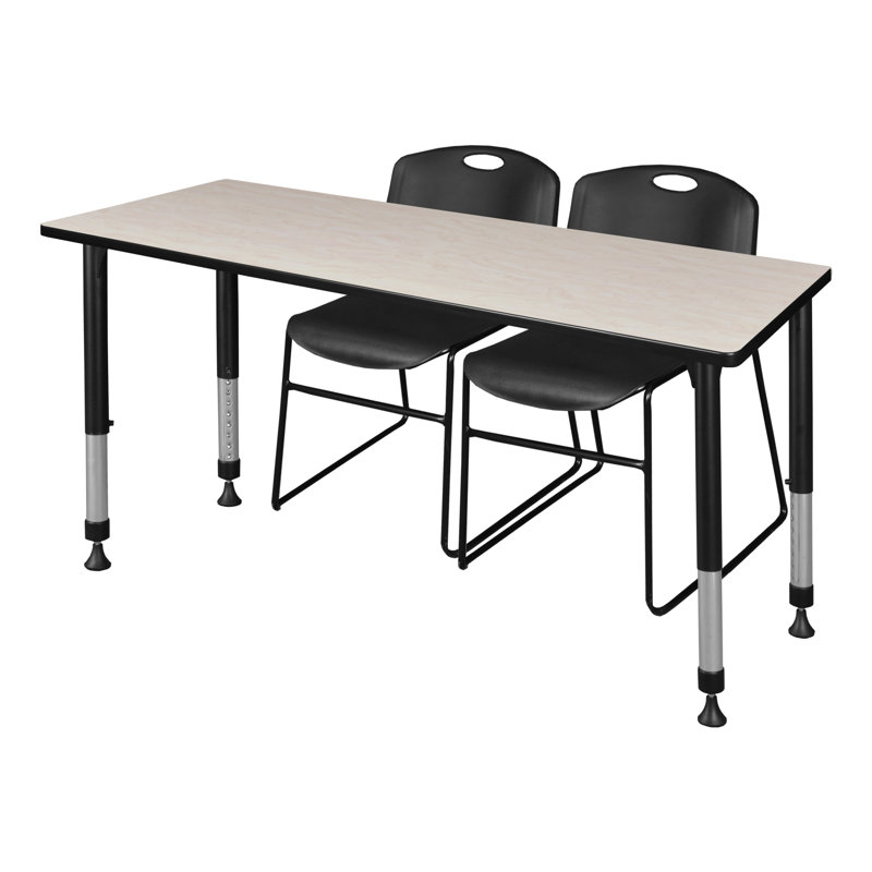 Table de formation réglable en hauteur Kee, Érable / noir, H 34 po x L 66 po x l 30 po