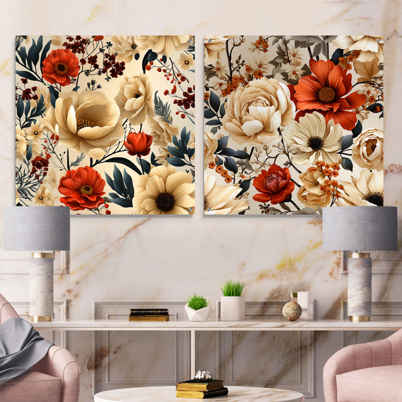 Bellête - Ensemble de 2 art mural en verre acrylique, H 36 po x l 73 po
