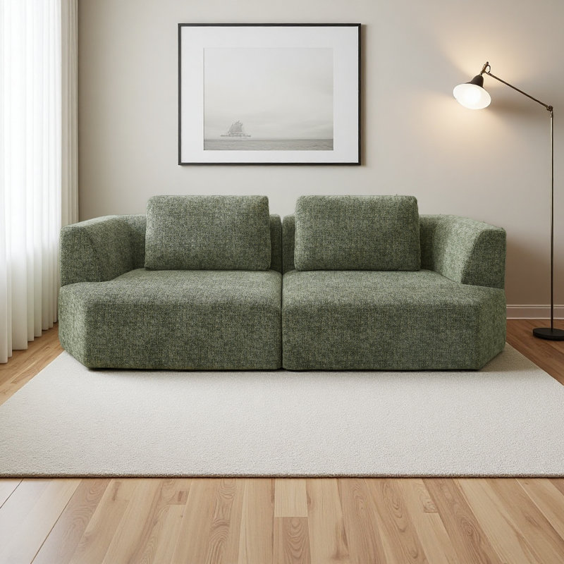 Canapé compressé surdimensionné à 3 places avec tissu chenille, sans assemblage, peu encombrant pour le salon, l’appartement