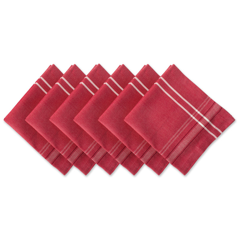 Shelton Cotton Blend Striped Square Napkin, Tango Red
