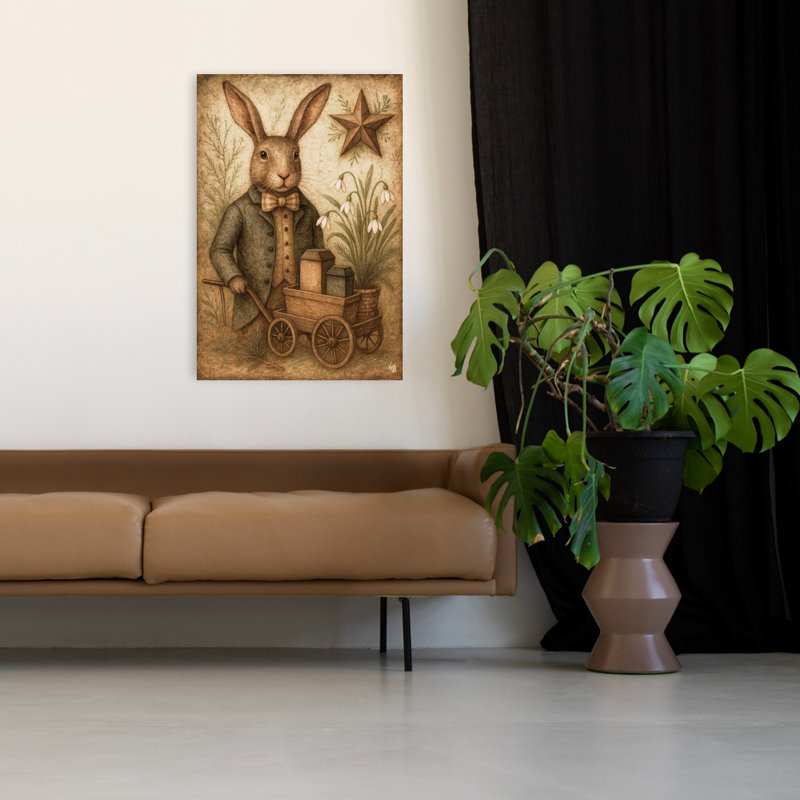 «The Traveller», art mural rustique, paysage abstrait de la faune, H 48 po x l 32 po