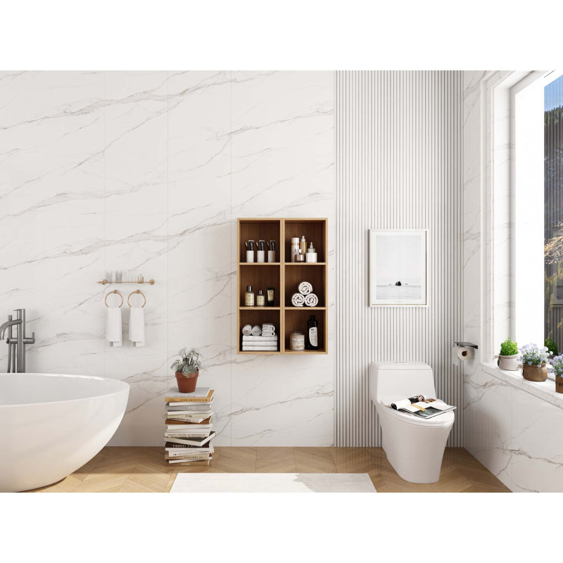 Ensemble de tablettes de rangement murales 12 pouces * 2 pour petite salle de bain, bureau, salle de rangement, Oak