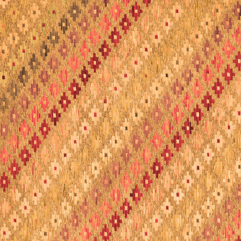 Tapis orange en chenille tissé à la machine Sirvon, Carré 5 pi