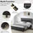 Alber Faux Leather Diamond Tufted Platform Bed with Headboard & 2 Rustic Farmhouse Nightstands Set, Barn Door End Tables with Storage Shelf-1409822698-1409822704