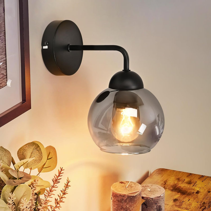 1-Light Black Armed Sconce