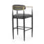 Ensemble de 2 tabourets de bar, tabourets de bar rembourrés à hauteur de comptoir avec dossier et pieds en fer pour îlot de cuisine, assise en tissu gris, capacité de poids de 260 lb-442671475