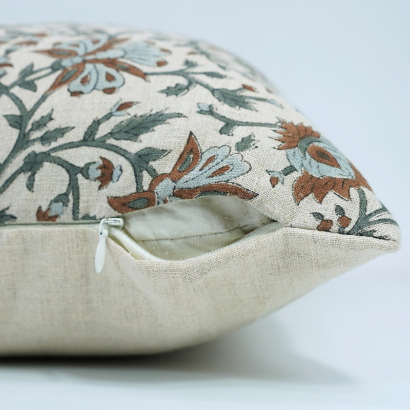 Housse de coussin à motif floral Fabividine - Coussin élégant avec imprimé de blocs - Neera Bel, H 36 po x l 14 po