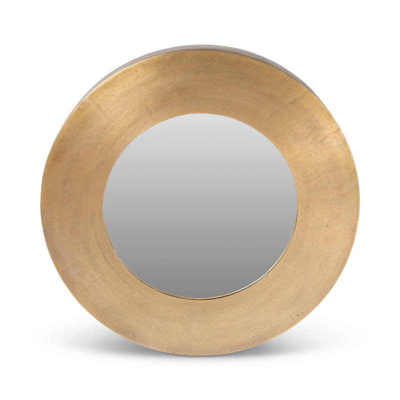 Zayvien Aluminum Round Mirror, Antique Brass